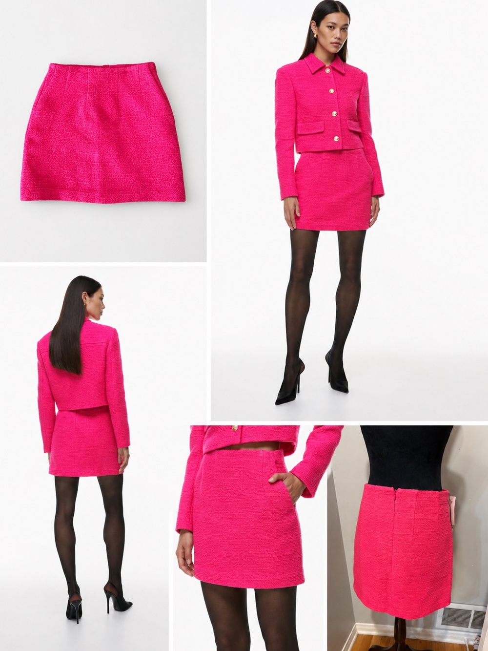 Bobaton Bouclé Mini Skirt in Hot Pink